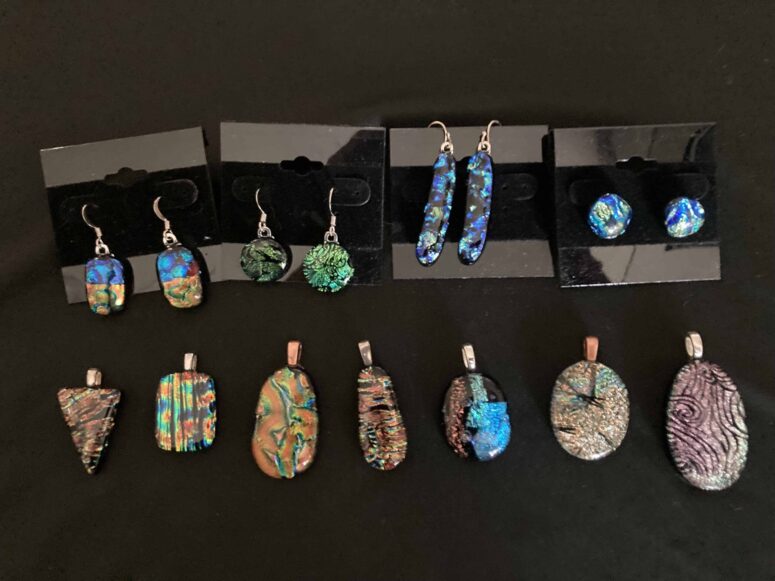 Dichroic Glass pendants and earrings