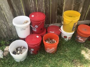Buckets of rocks