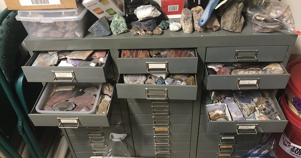 Cabinet full of rocks