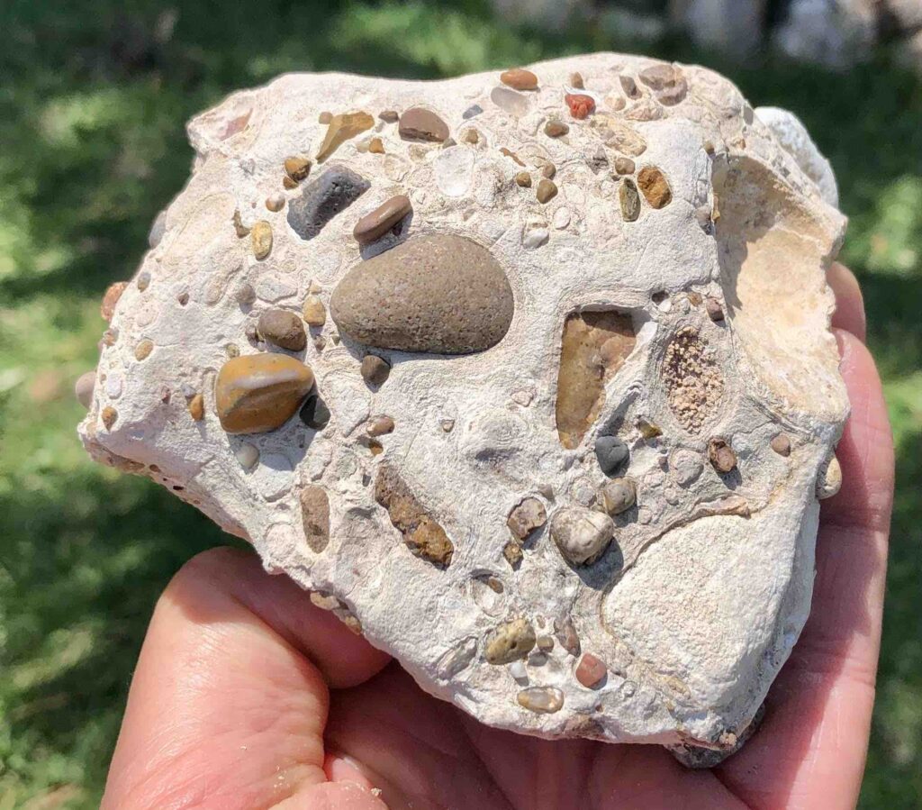 Pebbles and cobbles embedded in Tuff