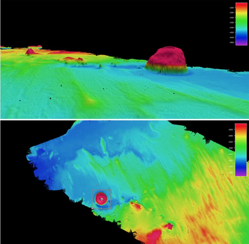 Top and side images of seamount