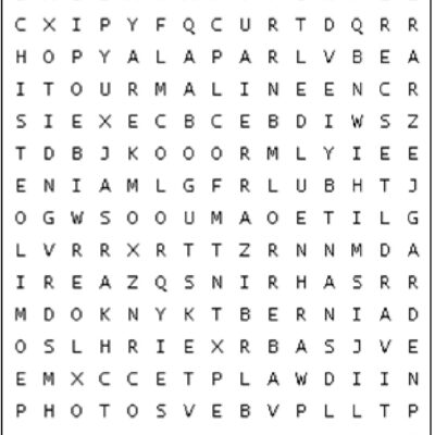 Tourmaline Wordsearch Puzzle