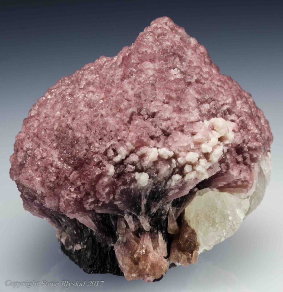 Elbaite on Schorl Myanmar Mushroom Tourmaline Elbaite on Schorl, Myanmar
