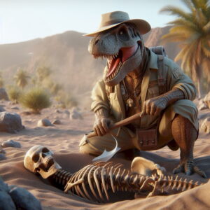 AI.Allosaurus digging up human AI.Allosaurus digging up human